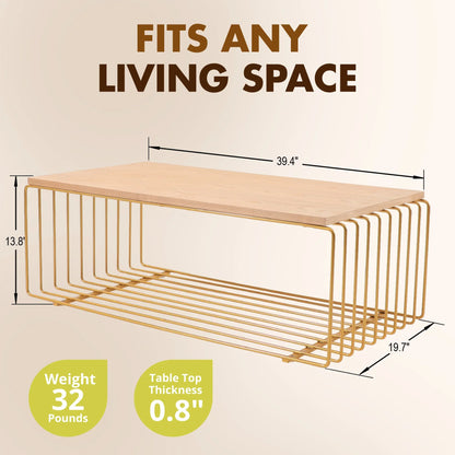 Walden Rectangular Coffee Table with Ash Wood Tabletop in Black Steel Frame - Elax Furniture