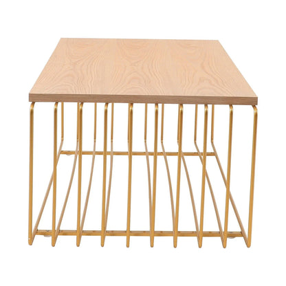 Walden Rectangular Coffee Table with Ash Wood Tabletop in Black Steel Frame - Elax Furniture