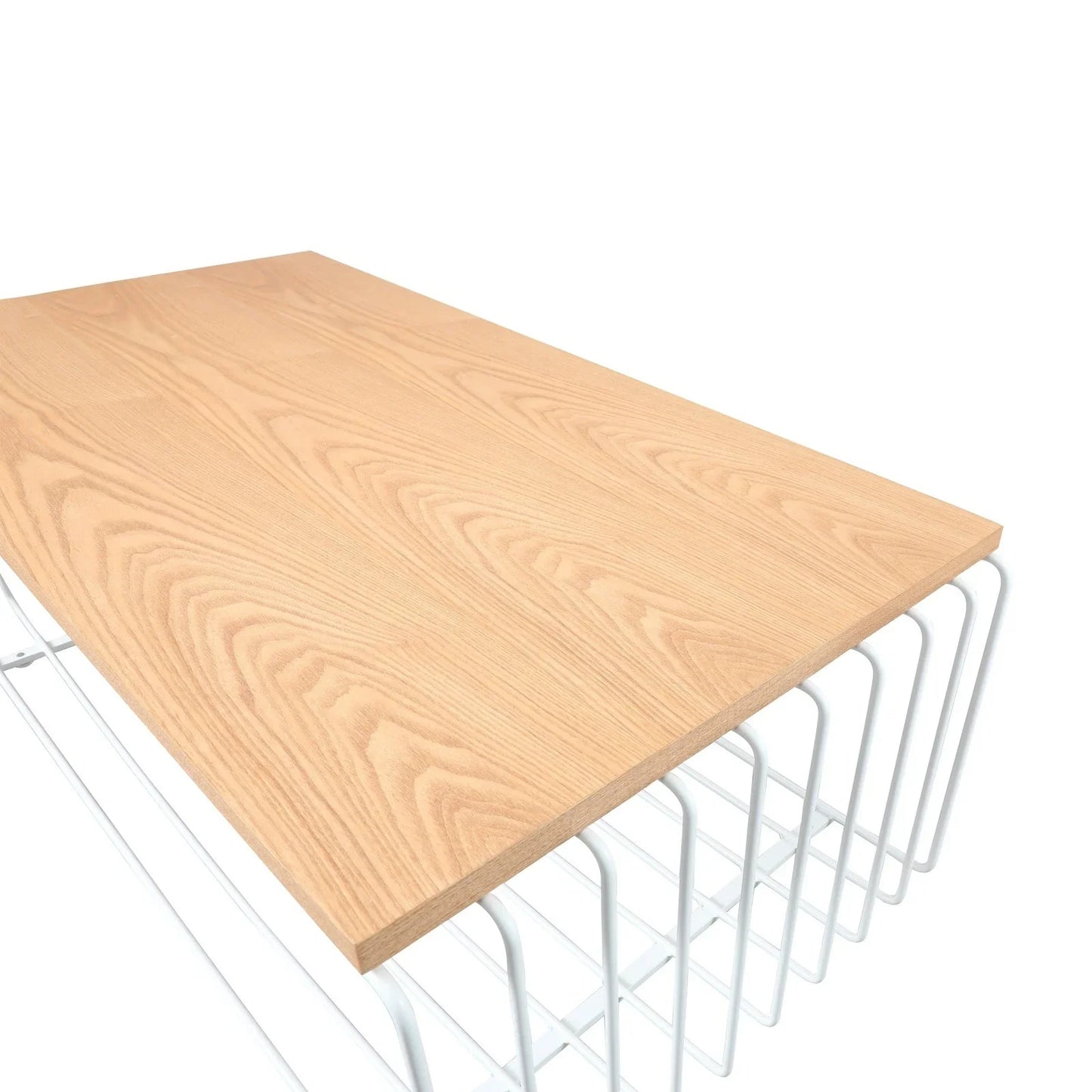 Walden Rectangular Coffee Table with Ash Wood Tabletop in Black Steel Frame - Elax Furniture