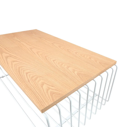 Walden Rectangular Coffee Table with Ash Wood Tabletop in Black Steel Frame - Elax Furniture