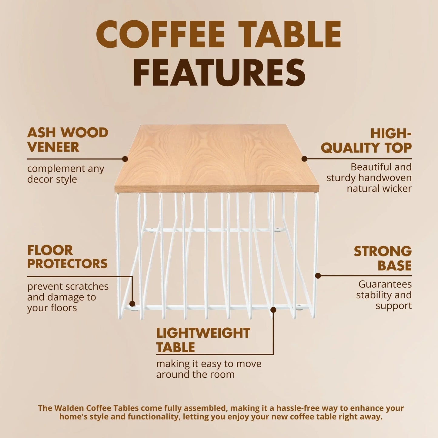 Walden Rectangular Coffee Table with Ash Wood Tabletop in Black Steel Frame - Elax Furniture