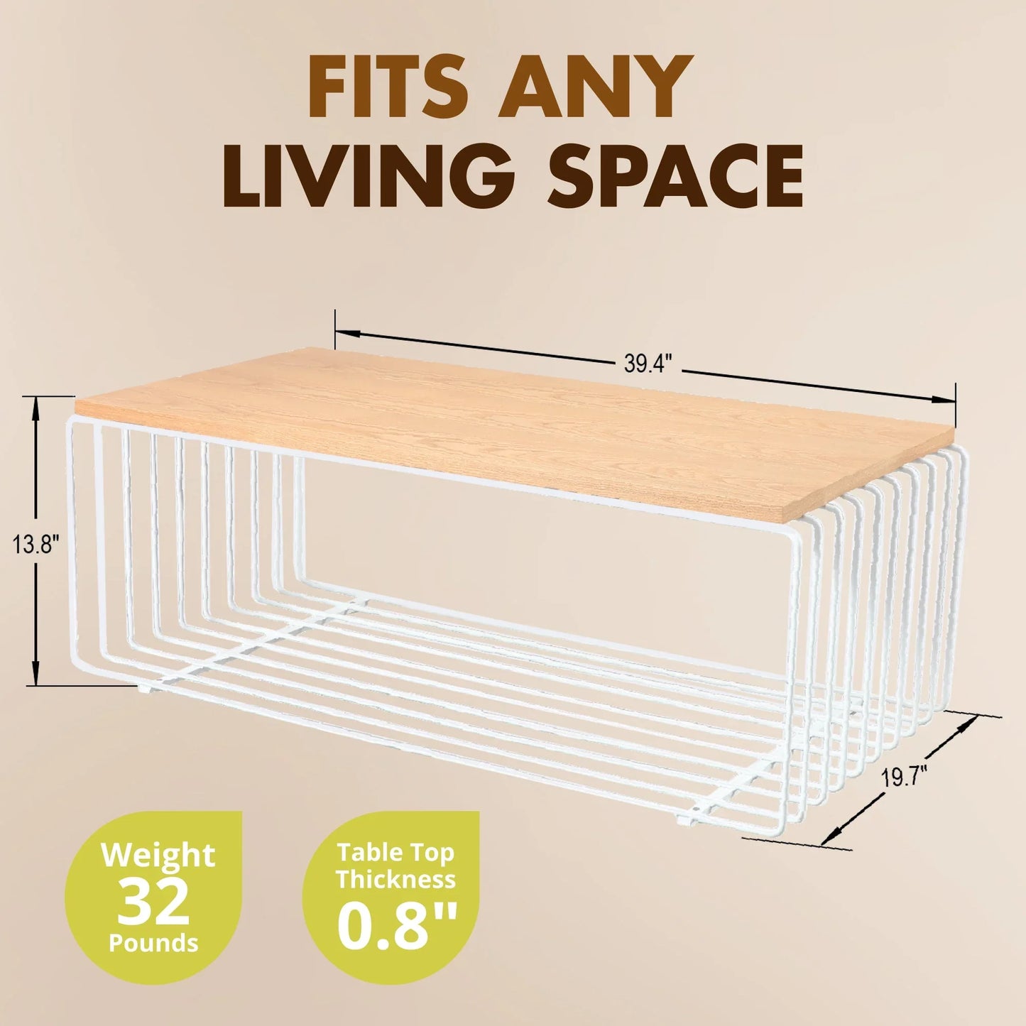 Walden Rectangular Coffee Table with Ash Wood Tabletop in Black Steel Frame - Elax Furniture