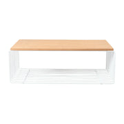 Walden Rectangular Coffee Table with Ash Wood Tabletop in Black Steel Frame - Elax Furniture
