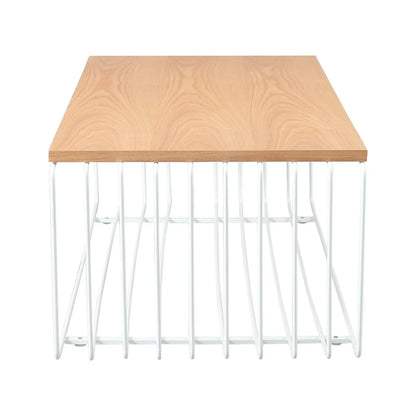 Walden Rectangular Coffee Table with Ash Wood Tabletop in Black Steel Frame - Elax Furniture