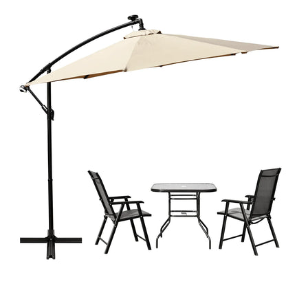 Willry Modern Outdoor 10 Ft Offset Cantilever Hanging Patio Umbrella With Solar Powered LED - Elax Furniture