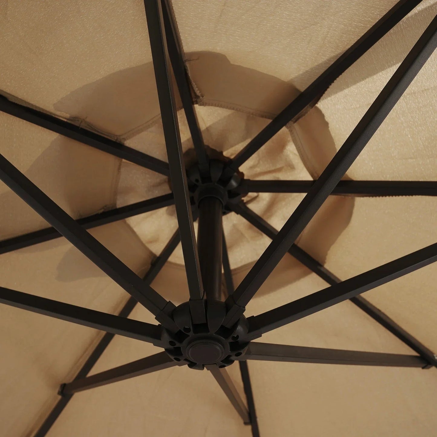 Willry Modern Outdoor 10 Ft Offset Cantilever Hanging Patio Umbrella With Solar Powered LED - Elax Furniture