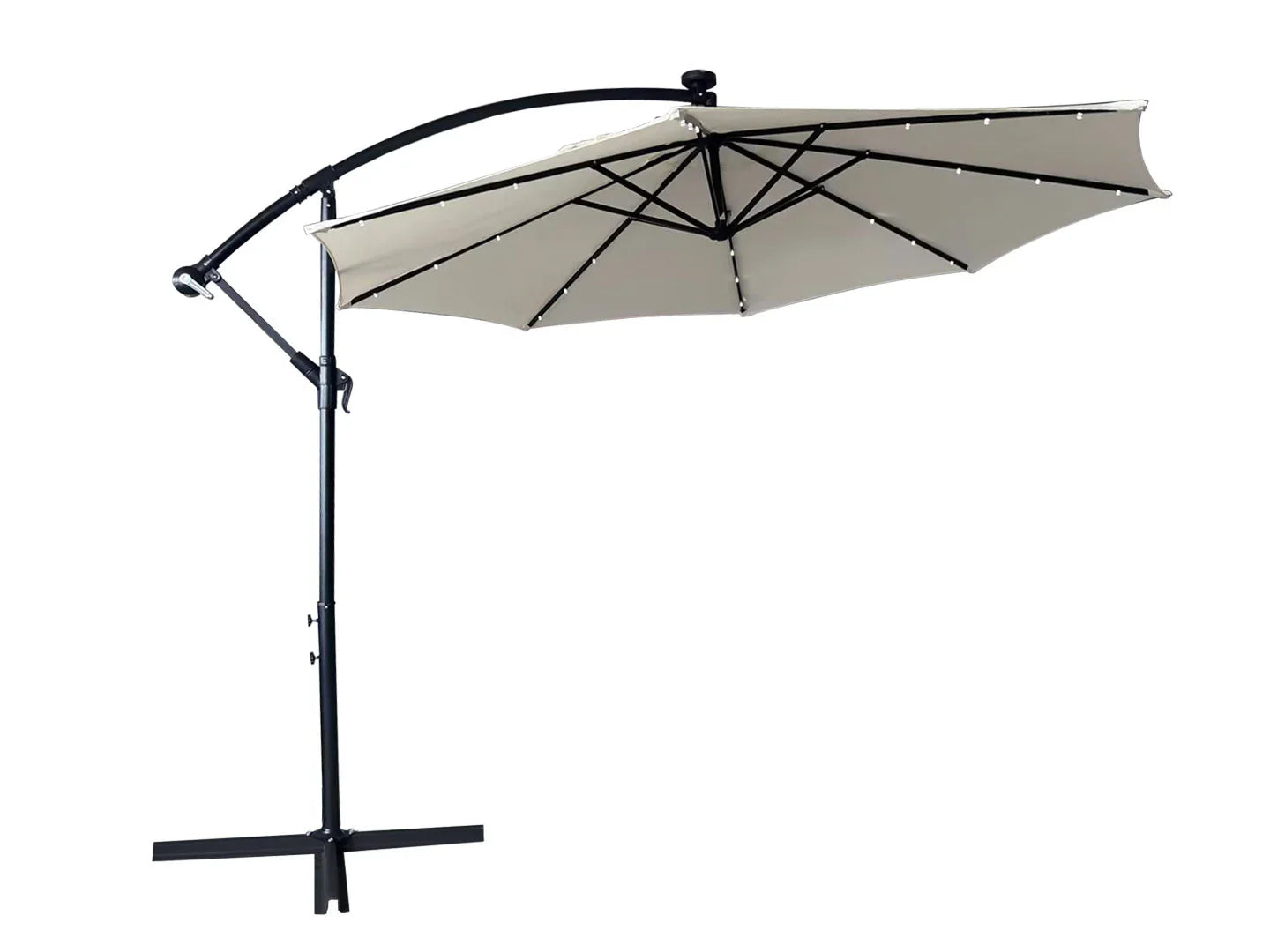 Willry Modern Outdoor 10 Ft Offset Cantilever Hanging Patio Umbrella With Solar Powered LED - Elax Furniture