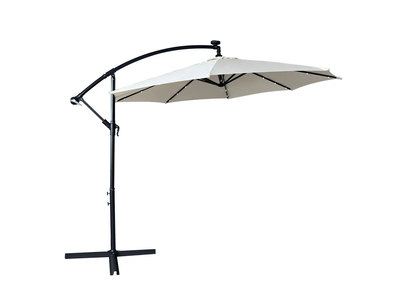 Willry Modern Outdoor 10 Ft Offset Cantilever Hanging Patio Umbrella With Solar Powered LED - Elax Furniture