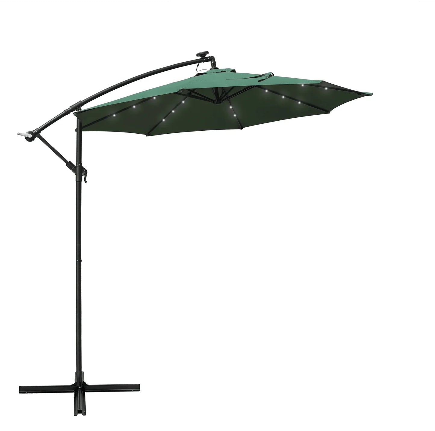 Willry Modern Outdoor 10 Ft Offset Cantilever Hanging Patio Umbrella With Solar Powered LED - Elax Furniture