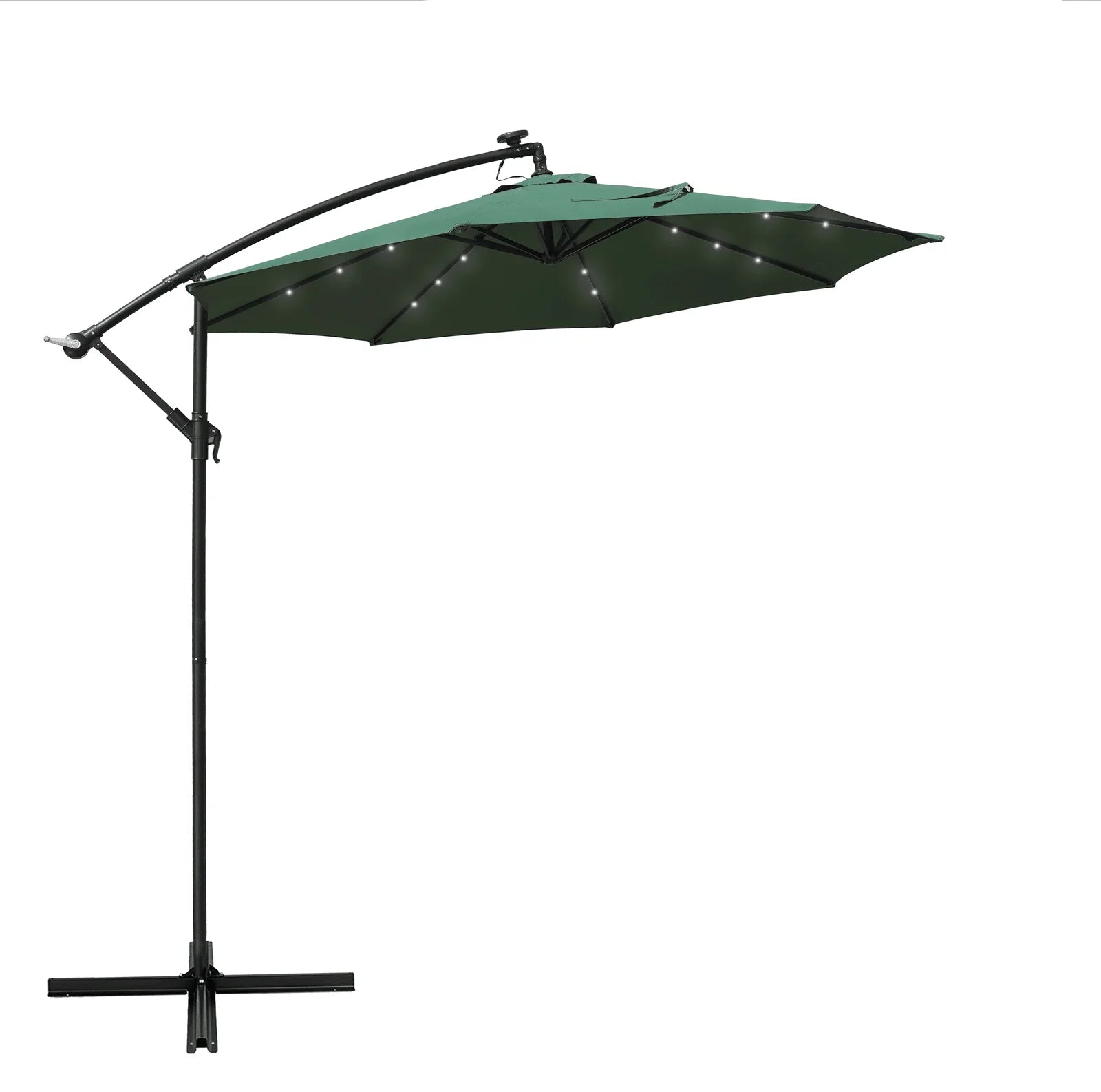 Willry Modern Outdoor 10 Ft Offset Cantilever Hanging Patio Umbrella With Solar Powered LED - Elax Furniture