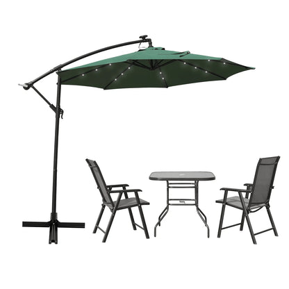 Willry Modern Outdoor 10 Ft Offset Cantilever Hanging Patio Umbrella With Solar Powered LED - Elax Furniture