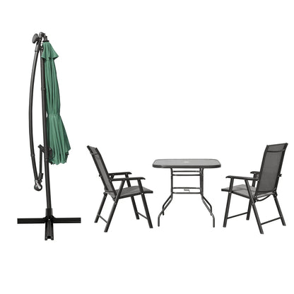 Willry Modern Outdoor 10 Ft Offset Cantilever Hanging Patio Umbrella With Solar Powered LED - Elax Furniture