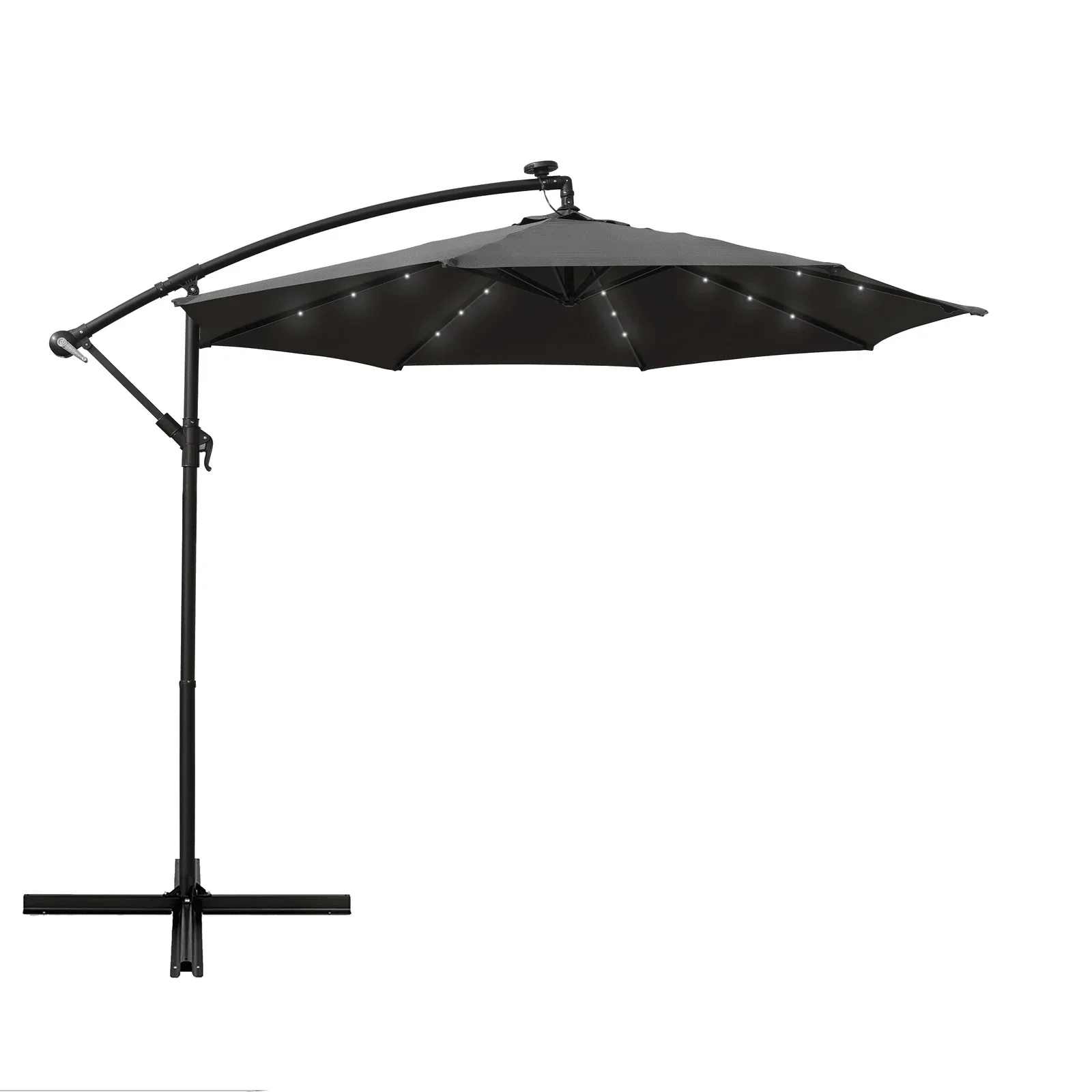 Willry Modern Outdoor 10 Ft Offset Cantilever Hanging Patio Umbrella With Solar Powered LED - Elax Furniture
