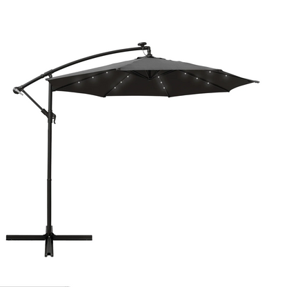 Willry Modern Outdoor 10 Ft Offset Cantilever Hanging Patio Umbrella With Solar Powered LED - Elax Furniture