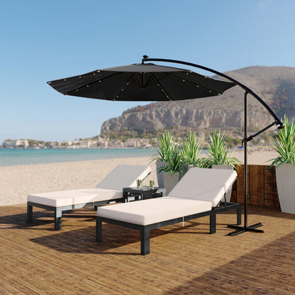 Willry Modern Outdoor 10 Ft Offset Cantilever Hanging Patio Umbrella With Solar Powered LED - Elax Furniture