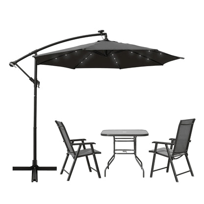 Willry Modern Outdoor 10 Ft Offset Cantilever Hanging Patio Umbrella With Solar Powered LED - Elax Furniture