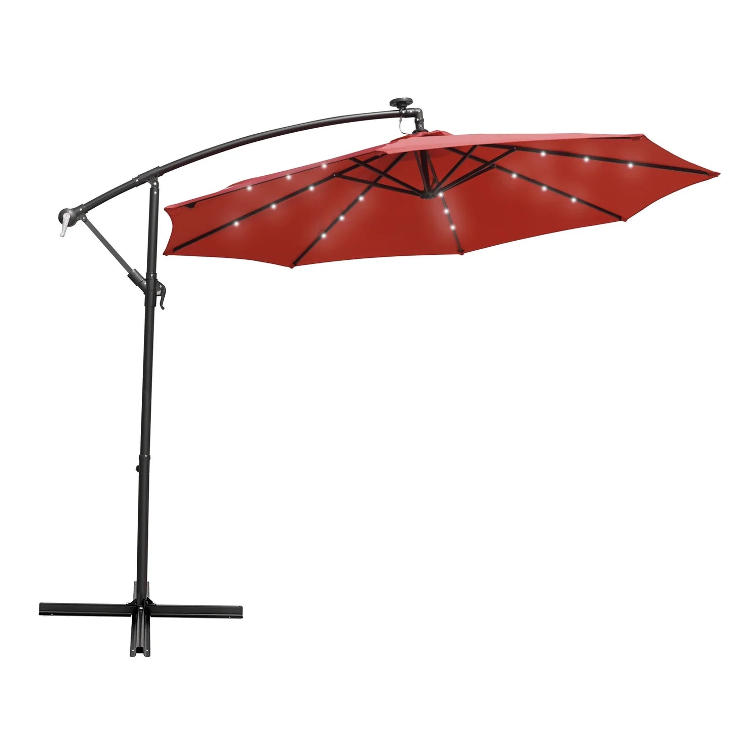 Willry Modern Outdoor 10 Ft Offset Cantilever Hanging Patio Umbrella With Solar Powered LED - Elax Furniture