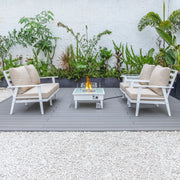 Walbrooke Aluminum Patio Conversation With Fire Pit Table & Tank Holder - Elax Furniture
