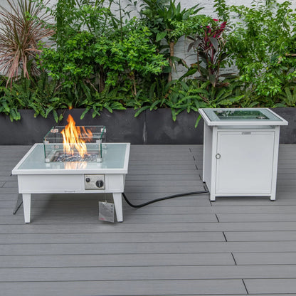 Walbrooke Aluminum Patio Conversation With Fire Pit Table & Tank Holder - Elax Furniture