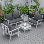 Walbrooke Aluminum Patio Conversation With Fire Pit Table & Tank Holder - Elax Furniture