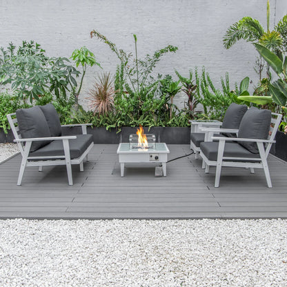 Walbrooke Aluminum Patio Conversation With Fire Pit Table & Tank Holder - Elax Furniture