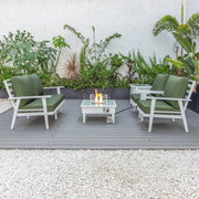 Walbrooke Aluminum Patio Conversation With Fire Pit Table & Tank Holder - Elax Furniture