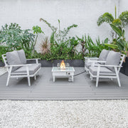 Walbrooke Aluminum Patio Conversation With Fire Pit Table & Tank Holder - Elax Furniture