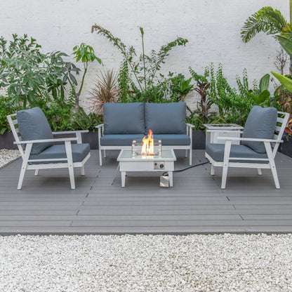 Walbrooke Aluminum Patio Conversation With Fire Pit Table & Tank Holder - Elax Furniture