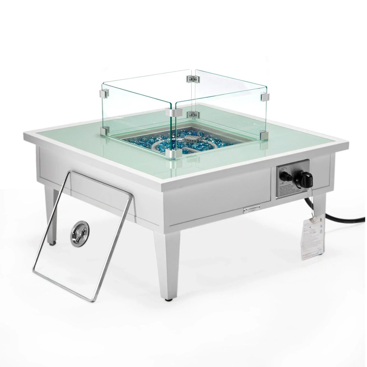 Walbrooke Modern Outdoor Square Fire Pit Table with Powder-Coated Aliuminum Frame - Elax Furniture