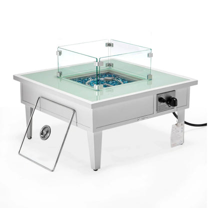 Walbrooke Modern Outdoor Square Fire Pit Table with Powder-Coated Aliuminum Frame - Elax Furniture