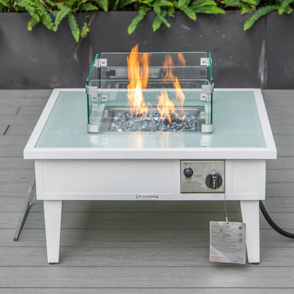 Walbrooke Modern Outdoor Square Fire Pit Table with Powder-Coated Aliuminum Frame - Elax Furniture