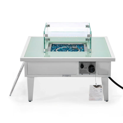 Walbrooke Modern Outdoor Square Fire Pit Table with Powder-Coated Aliuminum Frame - Elax Furniture