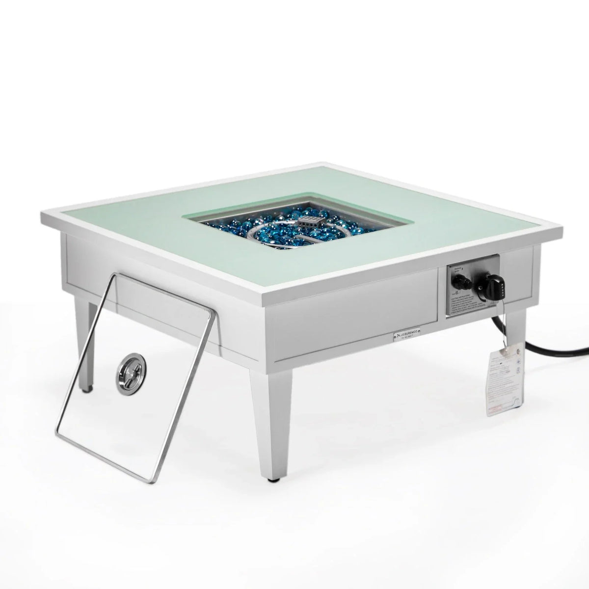 Walbrooke Modern Outdoor Square Fire Pit Table with Powder-Coated Aliuminum Frame - Elax Furniture