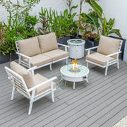 Walbrooke Aluminum Patio Conversation With Fire Pit Table & Tank Holder - Elax Furniture