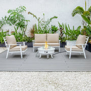 Walbrooke Aluminum Patio Conversation With Fire Pit Table & Tank Holder - Elax Furniture