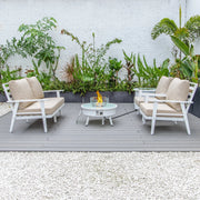 Walbrooke Aluminum Patio Conversation With Fire Pit Table & Tank Holder - Elax Furniture