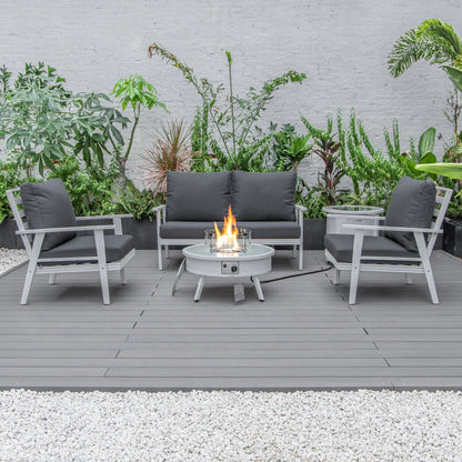 Walbrooke Aluminum Patio Conversation With Fire Pit Table & Tank Holder - Elax Furniture