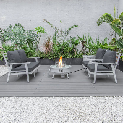Walbrooke Aluminum Patio Conversation With Fire Pit Table & Tank Holder - Elax Furniture