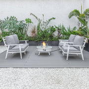 Walbrooke Aluminum Patio Conversation With Fire Pit Table & Tank Holder - Elax Furniture