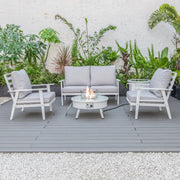 Walbrooke Aluminum Patio Conversation With Fire Pit Table & Tank Holder - Elax Furniture