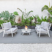 Walbrooke Aluminum Patio Conversation With Fire Pit Table & Tank Holder - Elax Furniture