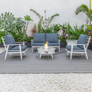 Walbrooke Aluminum Patio Conversation With Fire Pit Table & Tank Holder - Elax Furniture