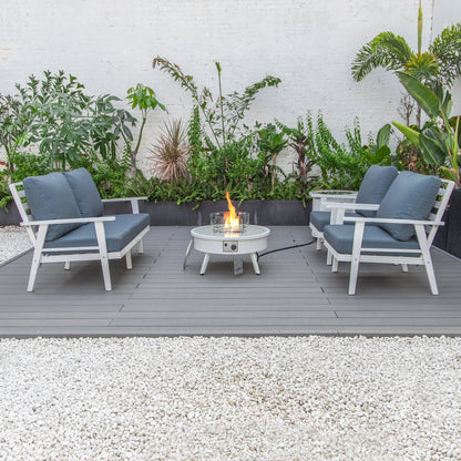 Walbrooke Aluminum Patio Conversation With Fire Pit Table & Tank Holder - Elax Furniture