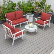 Walbrooke Aluminum Patio Conversation With Fire Pit Table & Tank Holder - Elax Furniture
