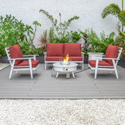 Walbrooke Aluminum Patio Conversation With Fire Pit Table & Tank Holder - Elax Furniture