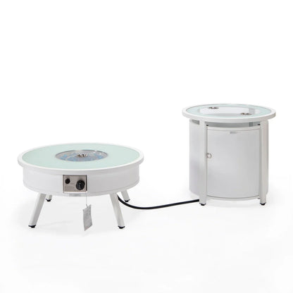 Walbrooke Outdoor Patio Round Fire Pit and Tank Holder - Elax Furniture