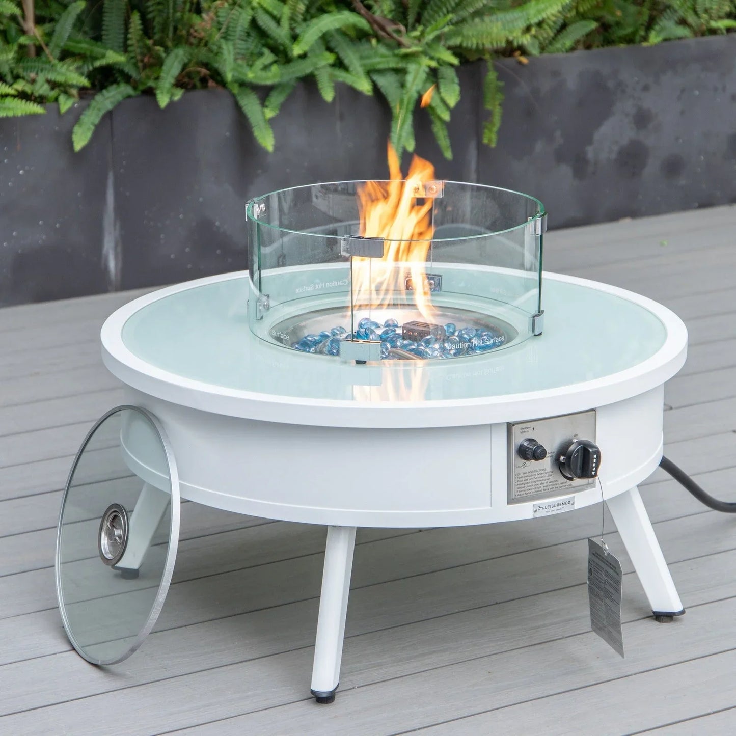 Walbrooke Outdoor Patio Round Fire Pit and Tank Holder - Elax Furniture