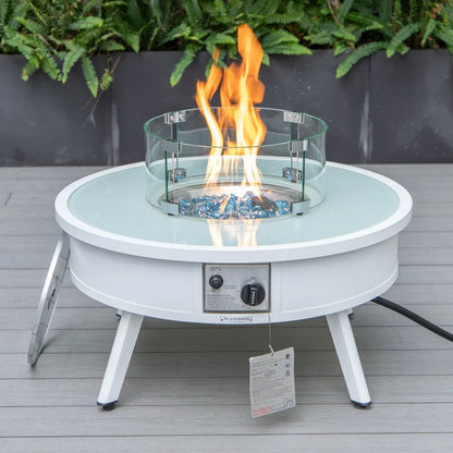 Walbrooke Modern Outdoor Round Fire Pit Table with Powder-Coated Aliuminum Frame - Elax Furniture