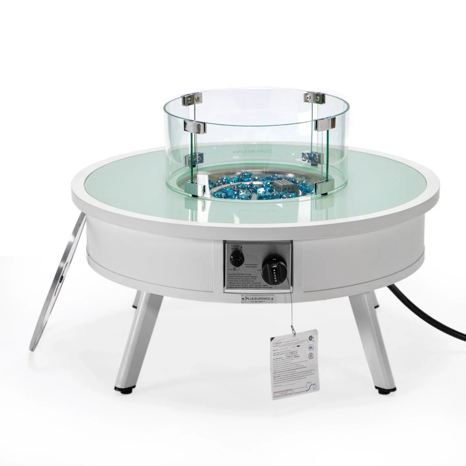 Walbrooke Modern Outdoor Round Fire Pit Table with Powder-Coated Aliuminum Frame - Elax Furniture