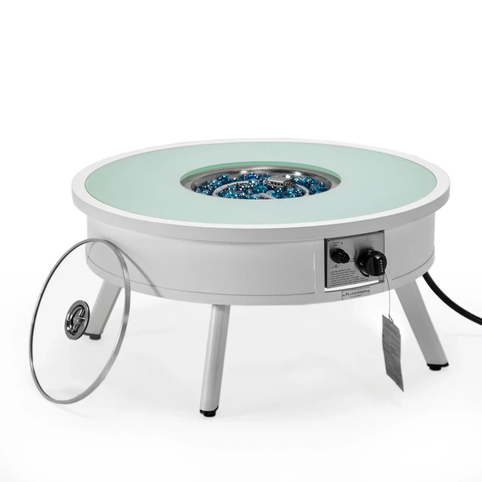 Walbrooke Modern Outdoor Round Fire Pit Table with Powder-Coated Aliuminum Frame - Elax Furniture